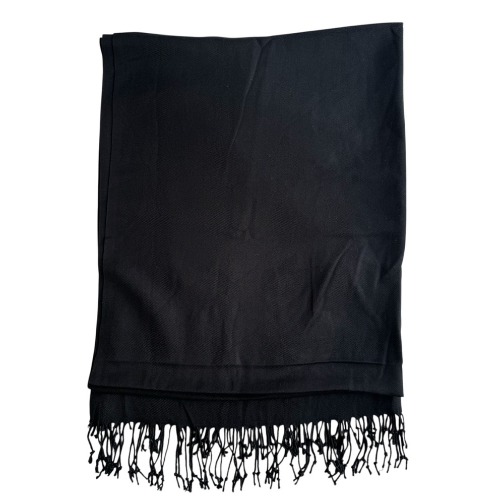 NWOT Elegant Black Scarf with Fringe
